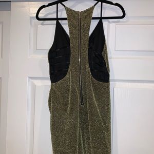 Gold Mini Dress with Black Straps